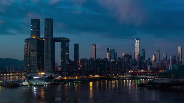 Vista Del Timelapse Ciudad Chongqing Desde Atardecer Hasta Noche Arquitectura — Vídeo de stock