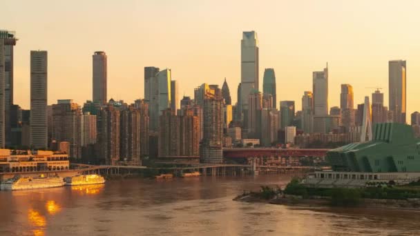 Vista Del Timelapse Ciudad Chongqing Desde Atardecer Hasta Noche Arquitectura — Vídeo de stock