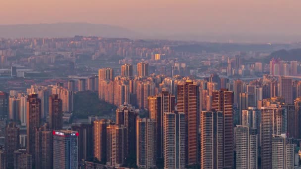 Chongqing Miasta Timelapse Widok Zachodu Słońca Nocy Architektury Miejskiej Miejskiej — Wideo stockowe