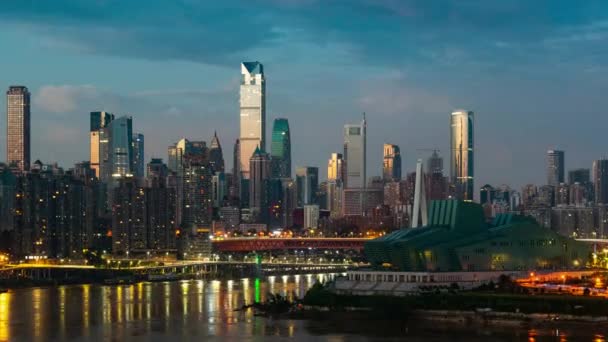 Vista Del Timelapse Ciudad Chongqing Desde Atardecer Hasta Noche Arquitectura — Vídeos de Stock