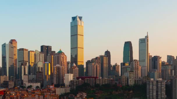 Vista Del Timelapse Ciudad Chongqing Arquitectura Urbana Puente Qiansimen Sobre — Vídeo de stock