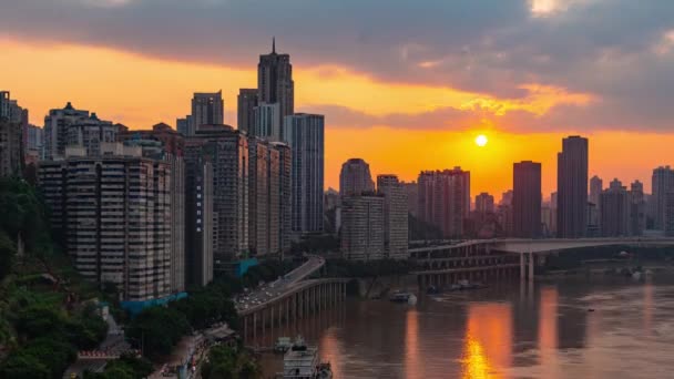 Chongqing Stadt Zeitraffer Ansicht Von Sonnenuntergang Bis Nacht Der Städtischen — Stockvideo
