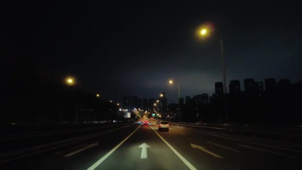 Vista Del Conductor Autopista Chongqing Por Noche China — Vídeos de Stock