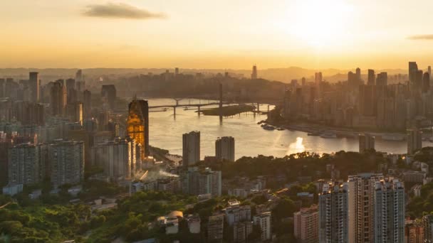 Vista Del Timelapse Ciudad Chongqing Desde Atardecer Hasta Noche Arquitectura — Vídeo de stock