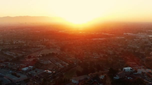 Vue Aérienne Des Bâtiments Résidentiels Lever Soleil Los Angeles Californie — Video
