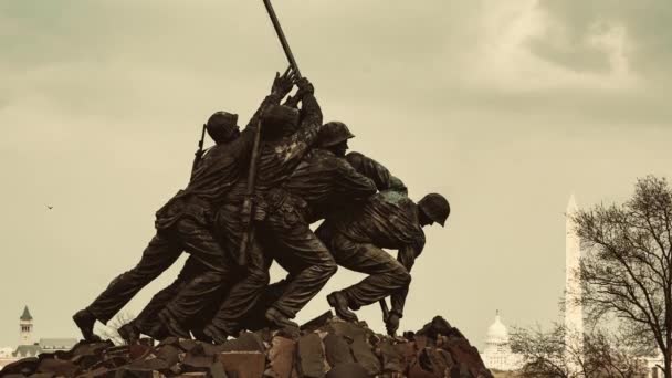 Nahaufnahme Des Kriegsdenkmals Des Marine Corps Washington — Stockvideo