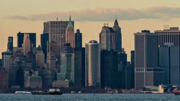 Городской Пейзаж Нью Йорка Истекшим Временем Архитектуры — стоковое видео