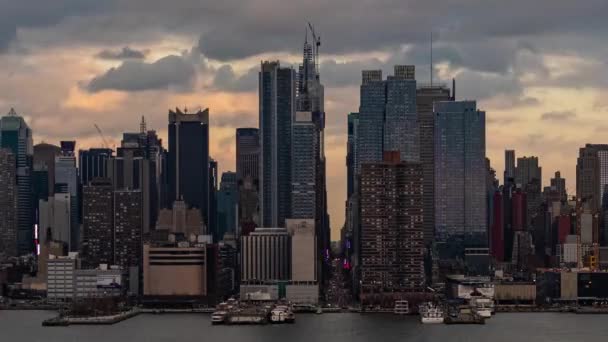 Городской Пейзаж Нью Йорка Истекшим Временем Архитектуры — стоковое видео