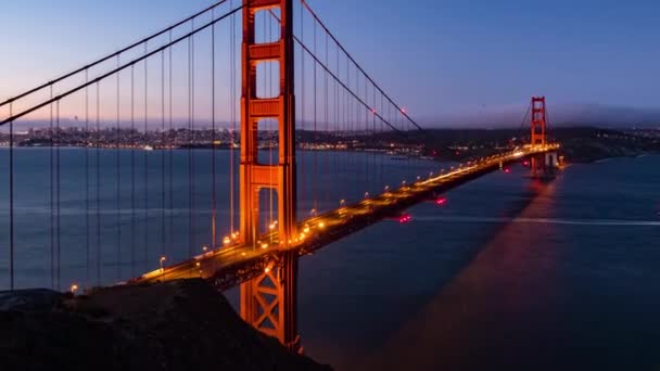 Golden Gate Bridge Timelapsing Vista Escuro Nascer Sol Como Famoso — Vídeo de Stock