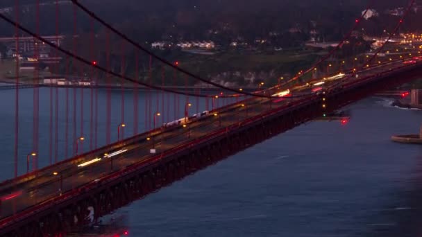 Golden Gate Bridge Timeling View Dark Sunse Famous Sight San — стоковое видео
