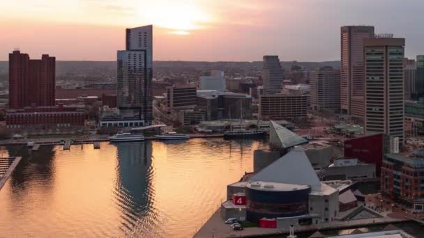 Baltimore Sonnenuntergang Bis Zum Abend Zeitraffer Blick Auf Die Dachterrasse — Stockvideo