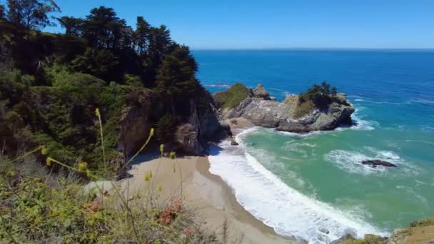 Hermosa Vista Del Paisaje Largo Costa Del Mar Big Sur — Vídeo de stock