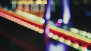 Çin 'de şehir mimarisinin olduğu gece Chongqing şehri Bokeh.