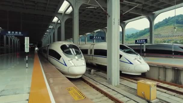 Chongqing China Oct 2021 Gaotie 여행자와 승강장의 — 비디오