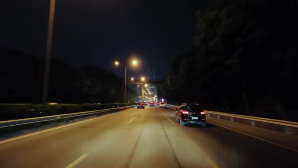 Vezetői Kilátás Autópálya Chongqing Éjjel Kínában — Stock videók