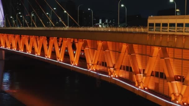 Miasto Chongqing Architektura Miejska Qiansimen Most Przez Rzekę Nocy Chinach — Wideo stockowe