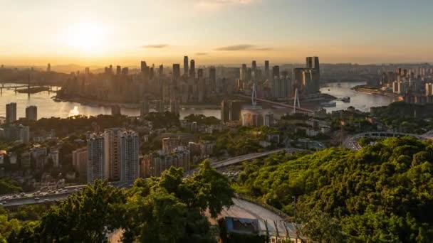 Vista Del Timelapse Ciudad Chongqing Desde Atardecer Hasta Noche Arquitectura — Vídeos de Stock