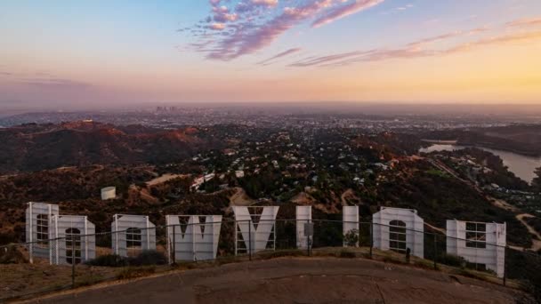 Los Angeles Canifornia Usa Dubna 2021 Hollywoodská Cedule Siluetou Města — Stock video