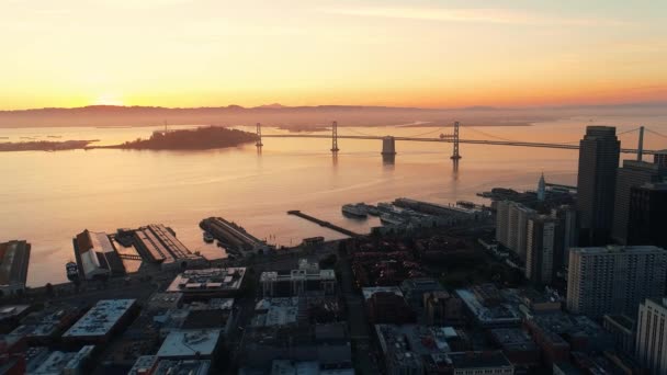 Vista Aérea Del Centro San Francisco Con Edificios Rascacielos Amanecer — Vídeos de Stock