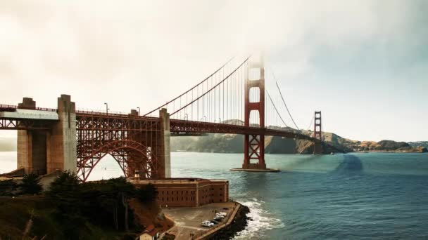 Golden Gate Bridge Timelapsing Vista Como Famoso Punto Referencia San — Vídeo de stock