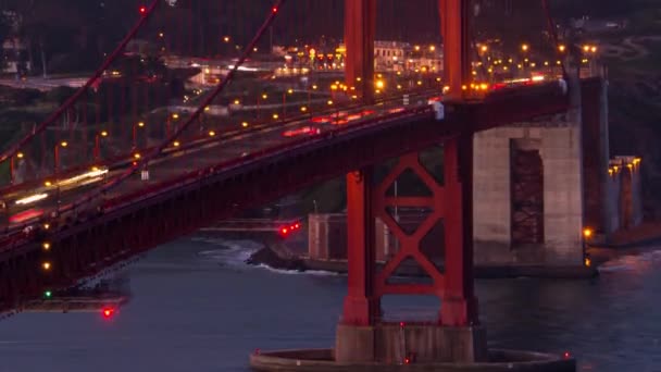 Golden Gate Bridge Zeitraffer Von Dunkelheit Bis Sonnenaufgang Als Berühmtes — Stockvideo