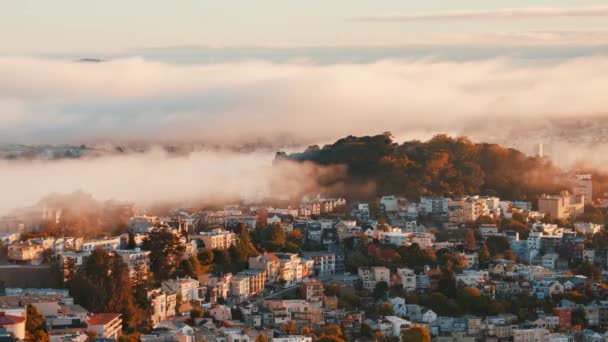 Βαριά Ομίχλη Περνούν Από Κέντρο Του Σαν Φρανσίσκο Κατοικημένη Περιοχή — Αρχείο Βίντεο