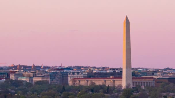 Washington Stad Skyline Med Motorvägsbro Och Trafik Timelapse Från Solnedgång — Stockvideo