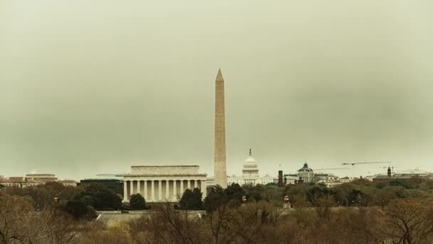 Washington Monument Lincoln Memorial Capitol Hill Timelapse — Stock Video