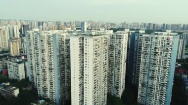 Chongqing şehrinin şehir mimarisi ve Çin 'deki konut manzarası