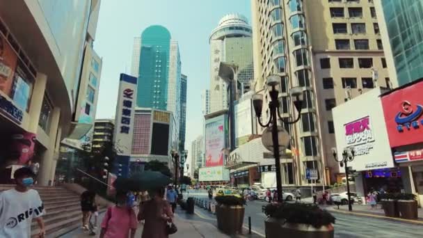 Chongqing China Oct 2021 Street View Éttermi Bolti Bárokkal Belvárosban — Stock videók