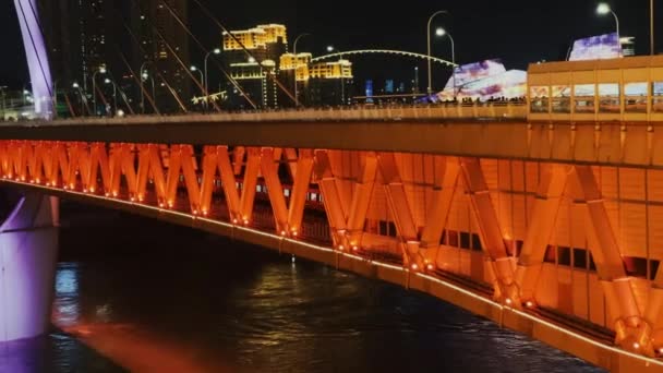 Arquitectura Urbana Ciudad Chongqing Puente Qiansimen Través Del Río Por — Vídeos de Stock
