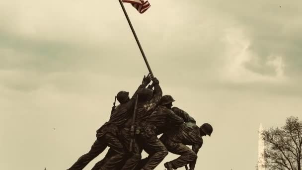 Ηπα Σώμα Πεζοναυτών Μνημείο Πολέμου Closeup Στην Ουάσιγκτον — Αρχείο Βίντεο