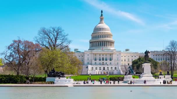 Capitol Hill Detailní Pohled Den Modrou Oblohou Washingtonu — Stock video