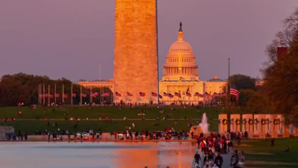 Washington Monument Mémorial Capitol Hill Seconde Guerre Mondiale Sur Lac — Video