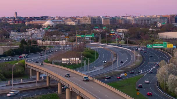 Washington Panorama Miasta Mostem Autostrady Ruchu — Wideo stockowe