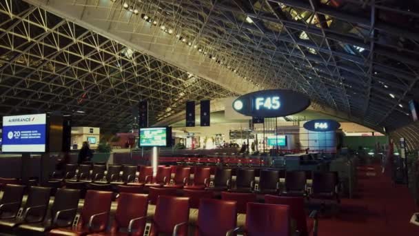 Paříž Francie Mar 2020 Interiér Letiště Charles Gaulle Cdg Hlavním — Stock video