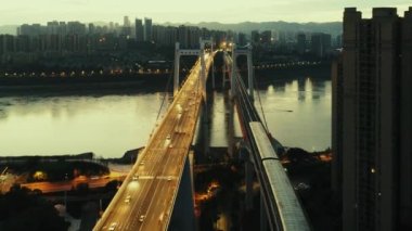 Chongqing şehrinin Çin 'deki şehir mimarisi görüşü