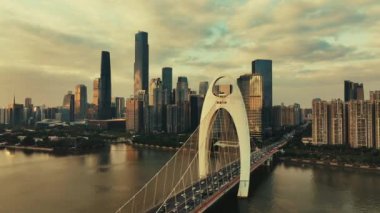 Guangzhou şehri Çin 'de kentsel hava manzarası