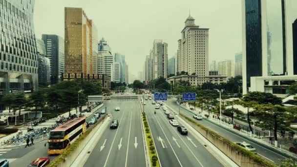 Guangzhou China Oct 2021 Urban City Street View Busy Traffic — стокове відео