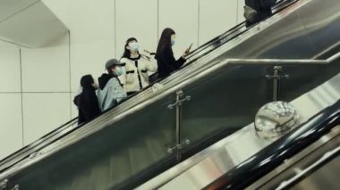 GUANGZHOU, CHINA - OCT 2, 2021: Shopping center interior view with stores.