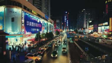 GUANGZHOU, CHINA - OCT 2, 2021: Urban city street view with busy traffic 