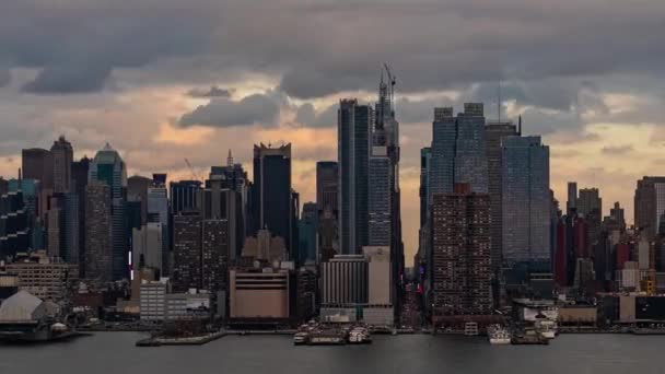 New York City Midtown Timelapsing View Dusk Night — Stock Video