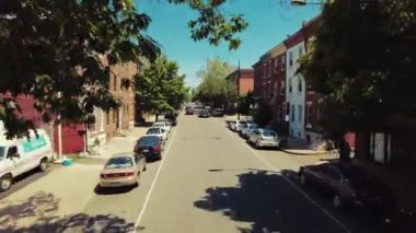 PHILADELPHIA, ABD - 2 Nisan 2021: Sürücünün şehir merkezi manzarası