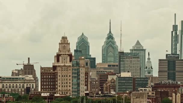 City Skyline Timelapse View Philadelphia Pennsylvania Usa — Stock Video