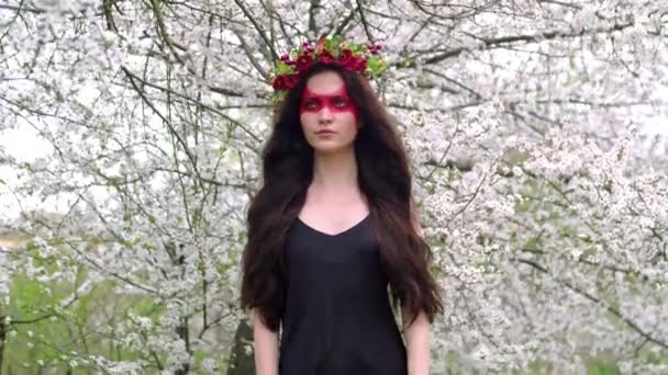 Portrait Woman Flowers Ukraine Warrior — ストック動画