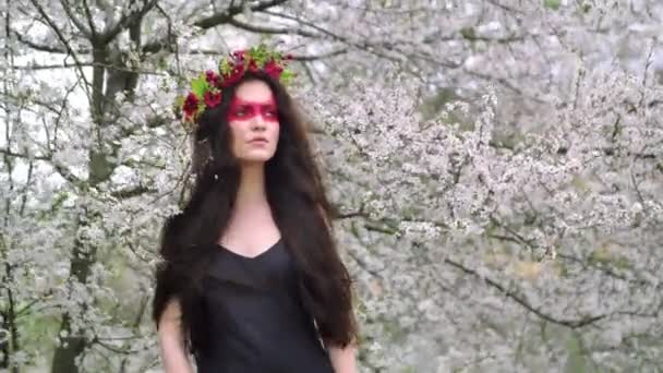 Πορτρέτο Μιας Γυναίκας Λουλούδια Ουκρανία Πολεμιστής — Αρχείο Βίντεο