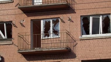 Kyiv Ukraine 05.03.2022 Destructions buildings by rocket at War