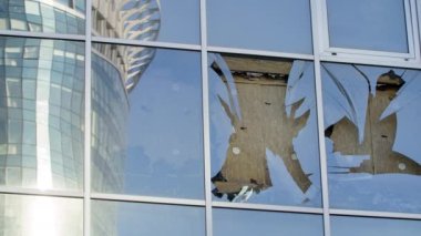 Kyiv Ukraine 05.03.2022 Destructions windows building by rocket at War
