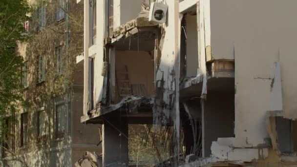 Kyiv Ukrayna 2022 Savaş Sırasında Roketle Yıkılan Binalar — Stok video