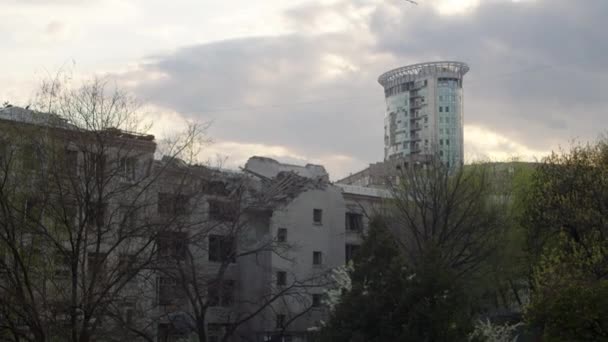Kyiv Ukraine 2022 Destructions Buildings Rocket War — стокове відео
